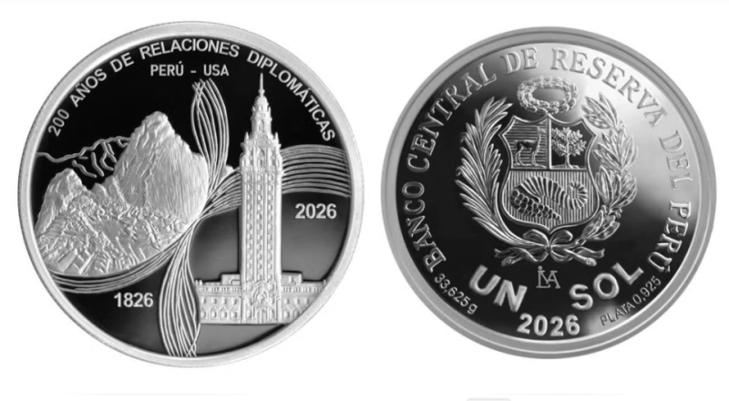 BCR lanza moneda de plata conmemorativa por los 200 años de relaciones diplomáticas entre Perú y Estados Unidos