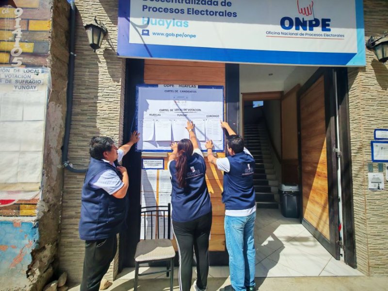 ODPE Huaylas publica cartel de candidatos y locales de votación para Segunda Elección Presidencial 2026