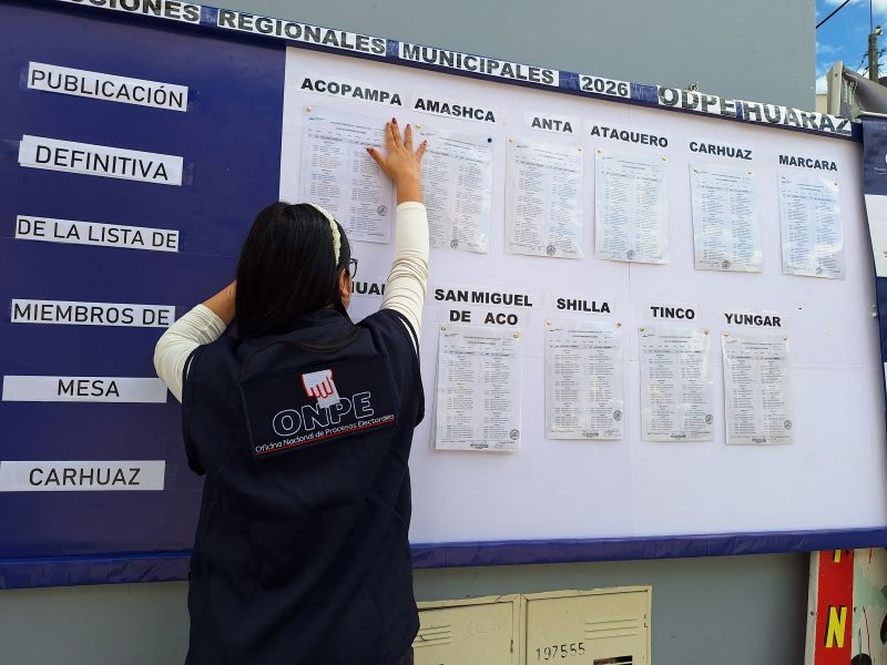 ODPE Huaraz publica lista definitiva de miembros de mesa para elecciones de octubre