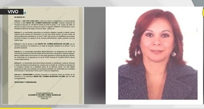 EsSalud da por concluida designación de la hermana del senador Barragán como asesora de la Presidencia de la institución