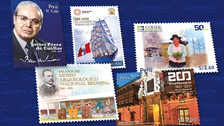 Serpost emite nueva serie de sellos postales conmemorativos al Bicentenario del Perú