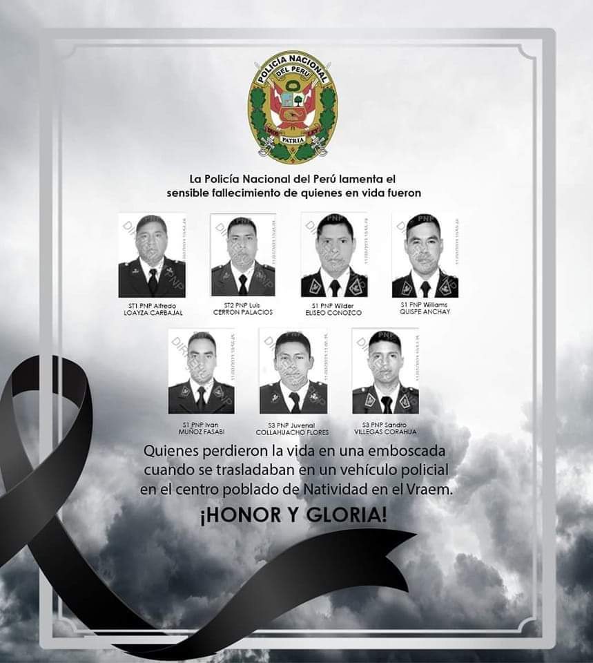 Siete policías fueron asesinados en el VRAEM