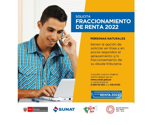 Personas naturales y empresas pueden solicitar fraccionamiento de la renta anual 2022 por internet