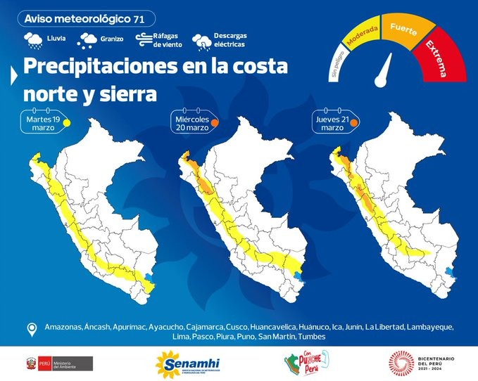 Sierra y costa norte soportarán lluvias intensas hasta el 21 de marzo