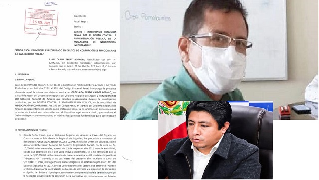 Asesor del gobernador de Áncash fue denunciado ante fiscalía anticorrupción