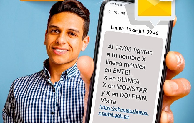 Empresas operadoras enviarán mensajes de texto a usuarios sobre líneas móviles registradas a sus nombres