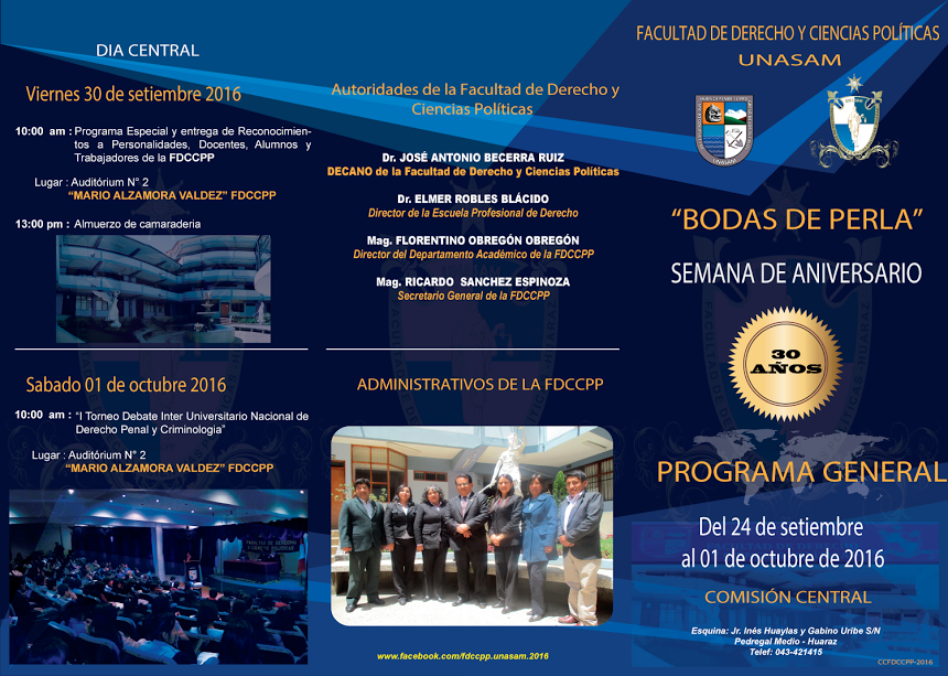 Huaraz: Facultad de Derecho de la Unasam celebra sus bodas de Perla con diversas actividades