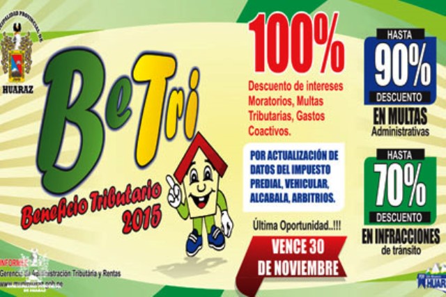 Municipio de Huaraz inicia última Campaña de Beneficio Tributario 2015
