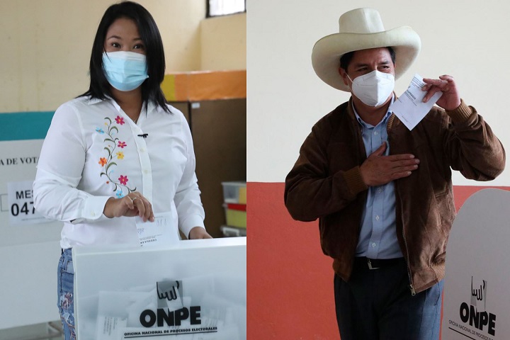 ONPE al 90.977 %: Keiko Fujimori 50.271 %, Pedro Castillo 49.729 %