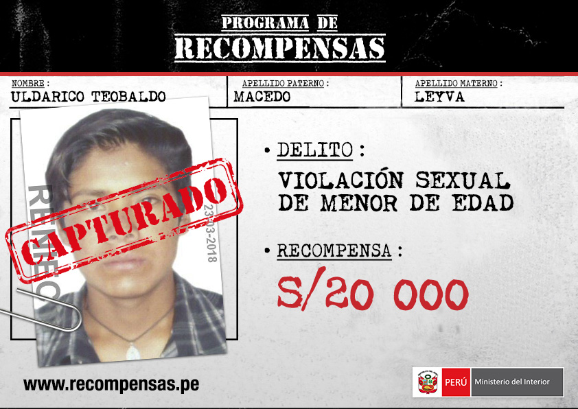 Capturan  a ocho prófugos por delitos contra la libertad sexual, dos en Áncash