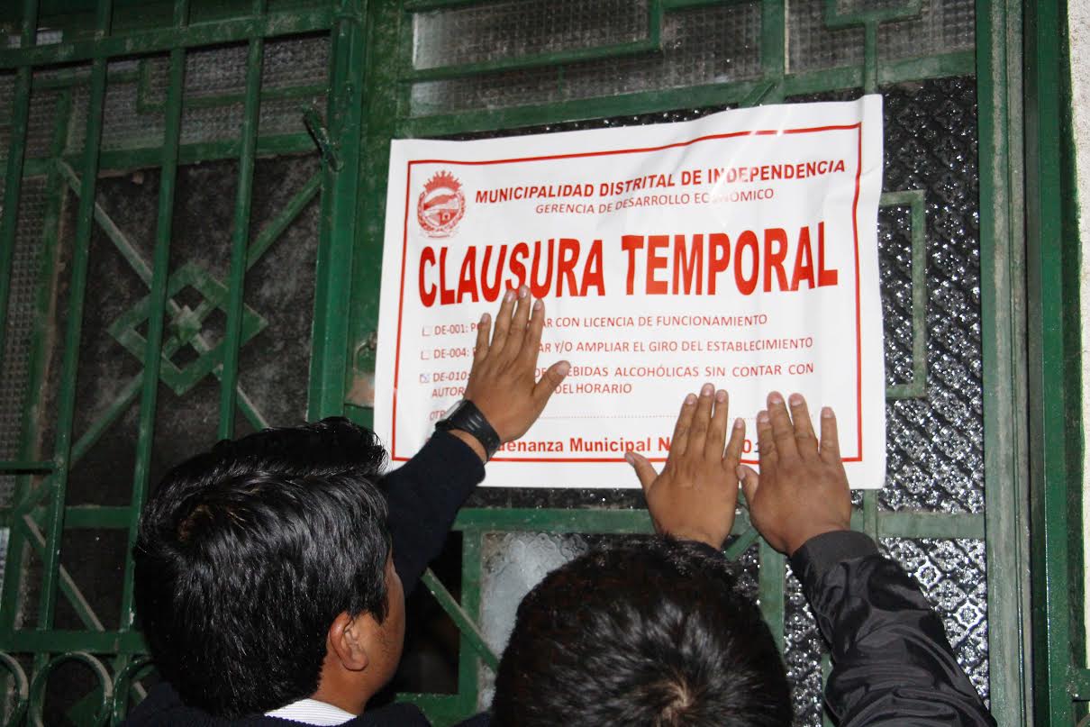 Independencia: municipalidad aplica cierre de locales sin licencia de funcionamiento