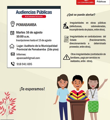 Contraloría recibirá alertas ciudadanas sobre actos de corrupción en Pomabamba y Mariscal Luzuriaga 