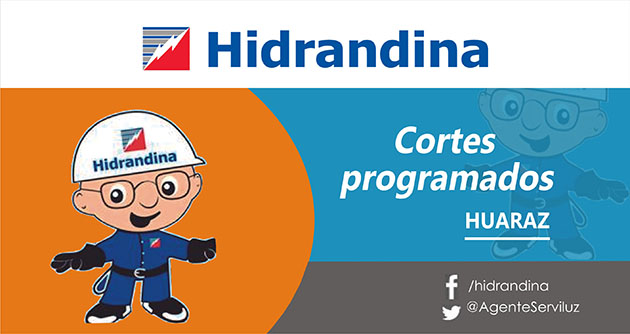 Hidrandina comunica corte de luz en varios distritos de Huaraz el domingo 8 de noviembre