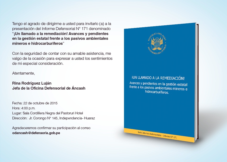Defensoría del Pueblo dará cuenta sobre pasivos ambientales en Áncash