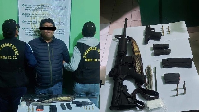 Intervienen a sujeto que portaba una carabina y una pistola cuando viajaba a Huaraz