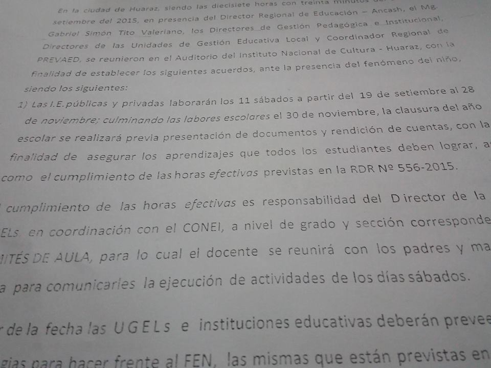 Estudiantes de Ancash concurrirán los sábados a clases desde el 19 de setiembre