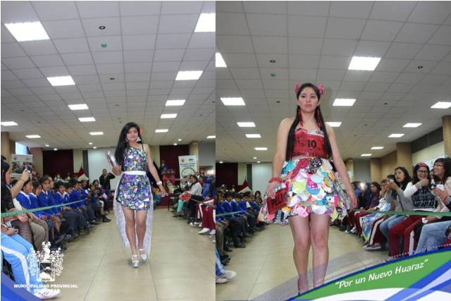 Huaraz: Escolares desfilan con materiales reciclados en "Ecofashion 2O15"