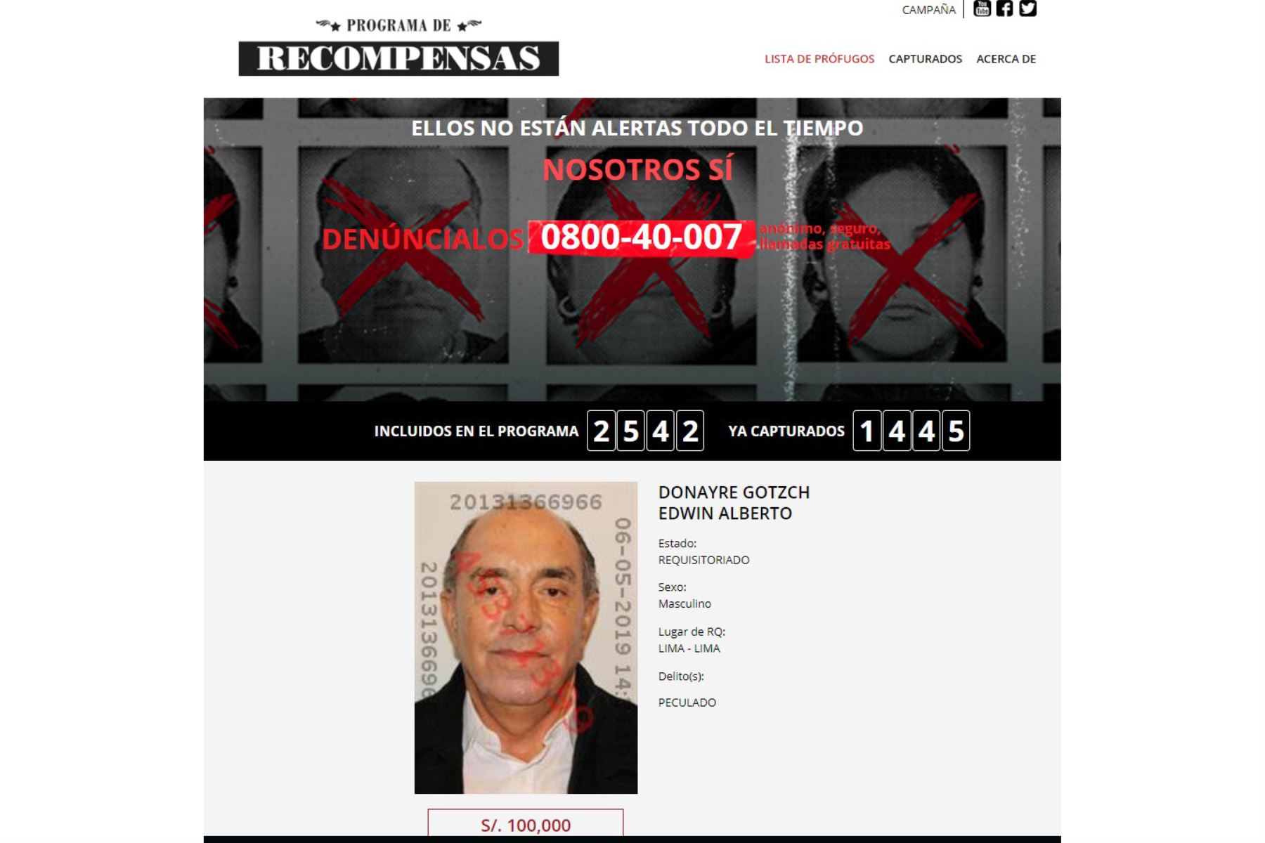 Ofrecen recompensa de más de S/ 100,000 por excongresista Edwin Donayre  