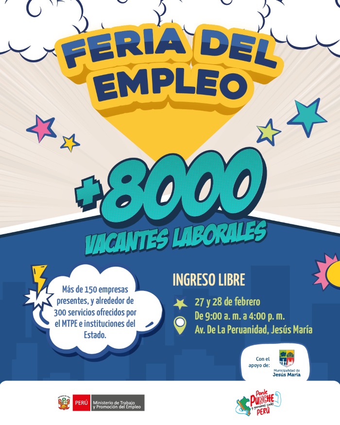 Más de 8 mil ofertas de empleo y 300 servicios en Feria del Empleo del 27 y 28 de febrero