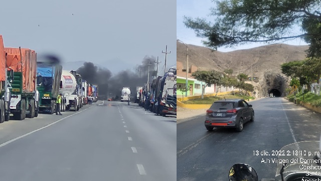 Bloquean carretera en Guadalupito y policía desmiente bloqueo de túnel de Coishco