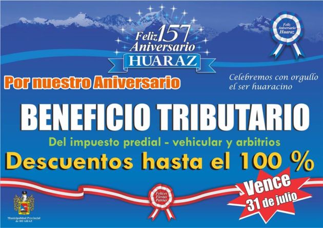 Huaraz: Hoy es el último día de beneficio tributario otorgado por la municipalidad
