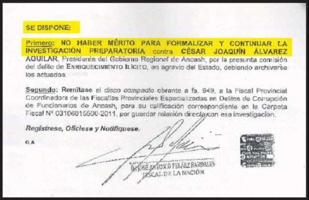 Exfiscal de la Nación tuvo en su poder investigación de corrupción de César Álvarez y Orellana