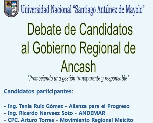 17 de septiembre: Debate de candidatos al gobierno regional de Áncash en Huaraz