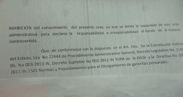 Gobernación confirma inhibición en prestación de garantías a Fiorella Nolasco