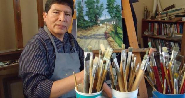 Pintor ancashino, Teófilo Villacorta Cahuide, expone en Colombia