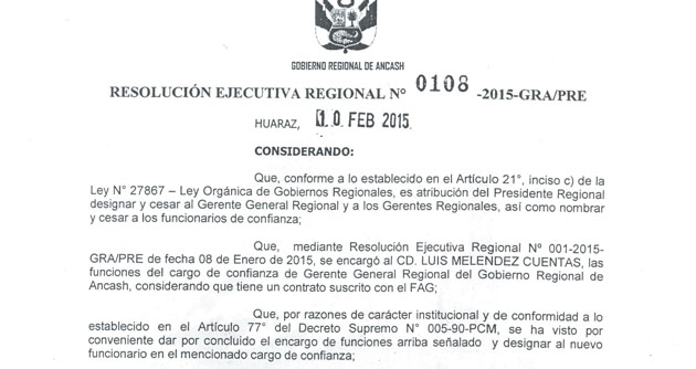 Economista Róger Wilman Calderón Culque es el nuevo gerente regional de Ancash