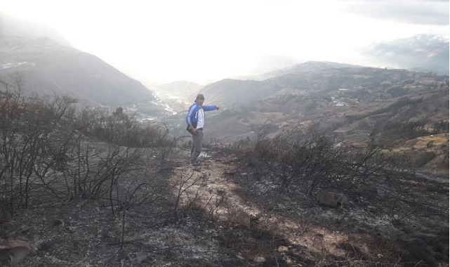 Áncash: incendio forestal afecta zona arqueológica de Turuc Punta en Carhuaz