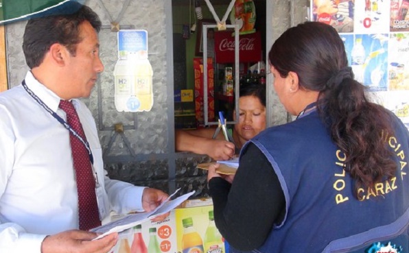 Municipalidad de Huaylas realizó operativo en locales comerciales y bodegas