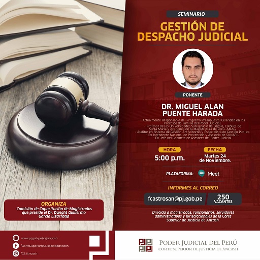 Corte de Áncash desarrollará seminario sobre Gestión del Despacho Judicial