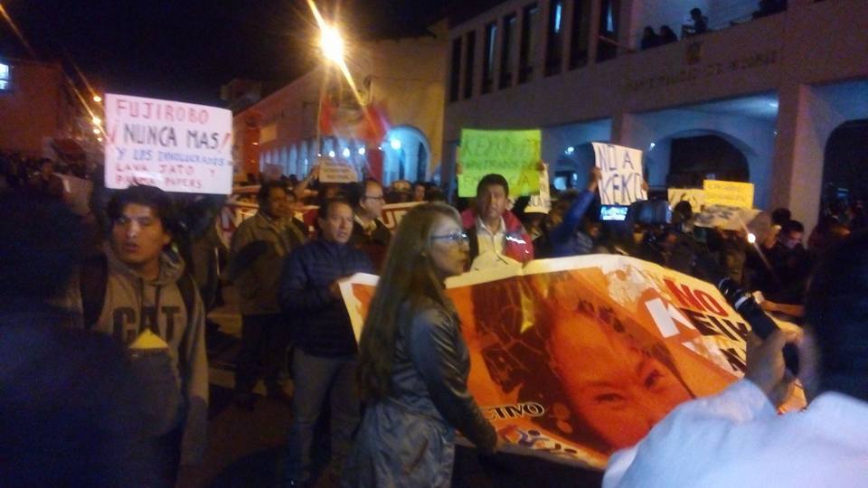 Pobladores de Huaraz se movilizaron en rechazo a la candidata presidencial Keiko Fujimori