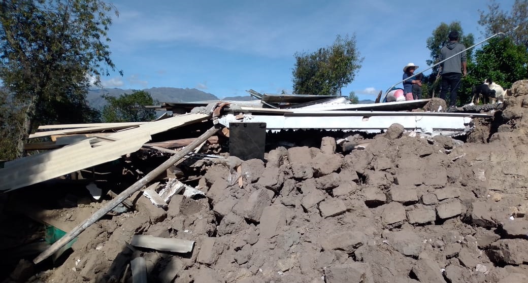 Vivienda colapsa en Yungay a consecuencia de intensas lluvias