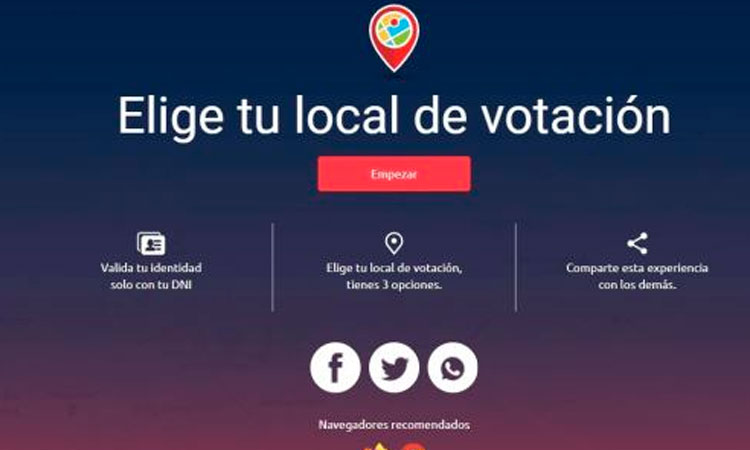 Más de tres millones de ciudadanos eligieron su local de votación en plataforma de ONPE