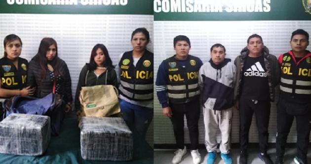 Detienen a 4 sujetos trasladando 23 kilos de marihuana en bus en Sihuas