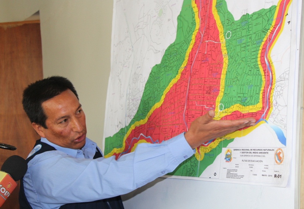 Presentan mapa de prevención y zonas de evacuación ante probable aluvión en Huaraz