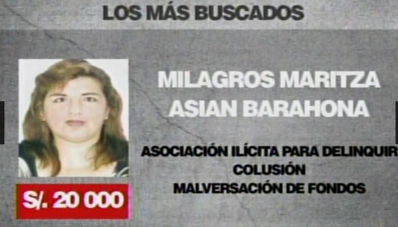 Esposa de ex presidente regional de Áncash en la lista de los más buscados