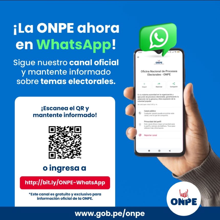 ONPE presenta su canal oficial de WhatsApp para mantener informada a la ciudadanía