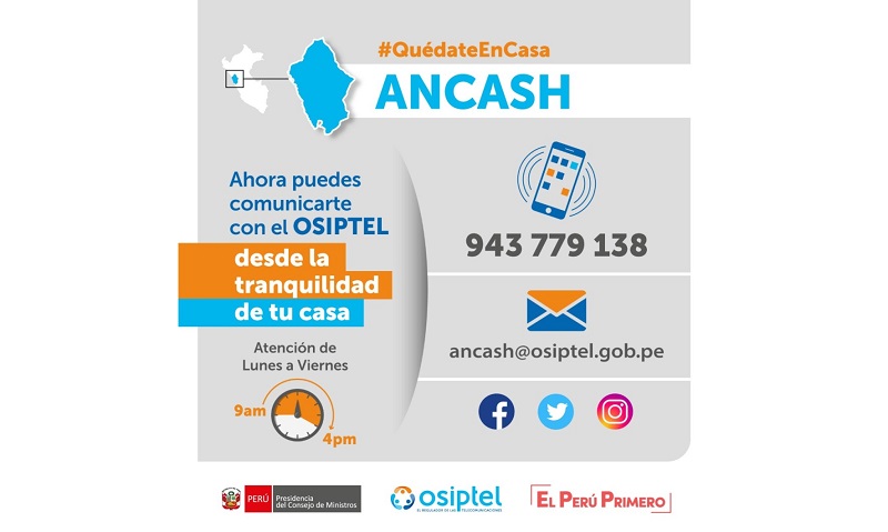 Osiptel Áncash brinda atención a usuarios vía telefónica y digital