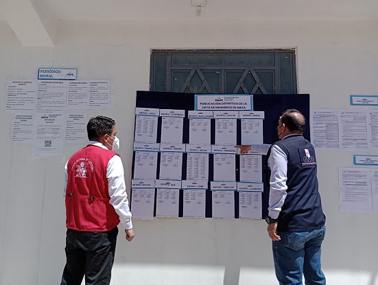 ODPE Recuay publicó lista definitiva de miembros de mesa 