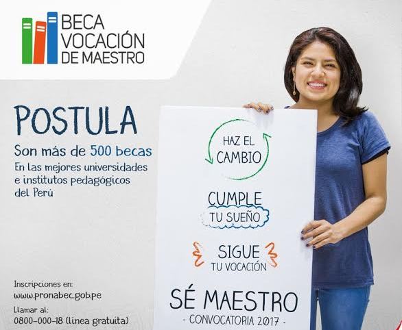 Huaraz: Pronabec convoca a la beca “Vocación de Maestro” en todo el país