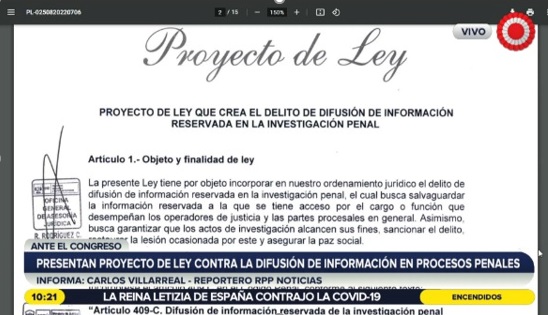 Libertad de prensa en riesgo: Ejecutivo presenta proyecto de ley que sanciona difusión de información reservada  