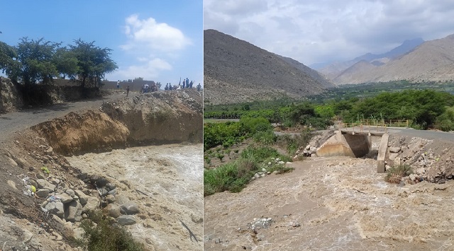 Áncash: crecida del río Yaután afecta puente y vía vecinal en la provincia de Casma