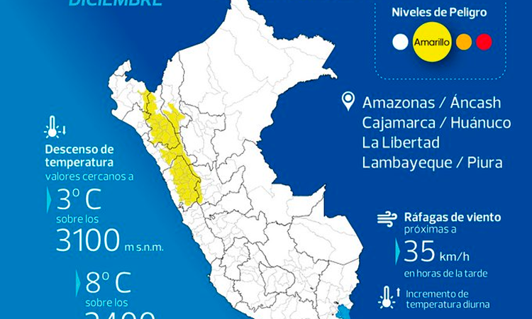 Temperatura descenderá en zonas altoandinas esta semana, alerta el Senamhi