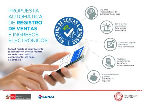 Sunat propone registro de ventas e ingresos a contribuyentes de forma automática