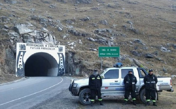 Huari: serenazgo realiza vigilancia permanente en zona de acceso al túnel Cahuish