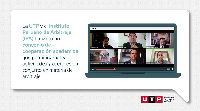 UTP y el Instituto Peruano de Arbitraje firman convenio de cooperación 