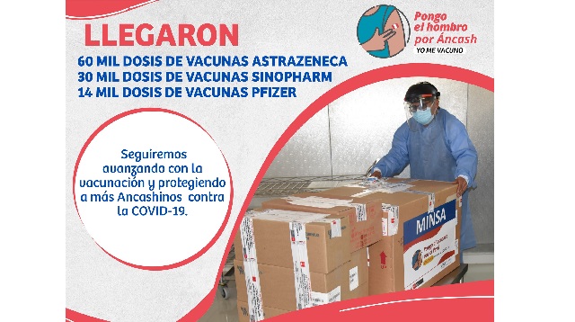Áncash recibe 104 mil vacunas contra la Covid-19 para continuar proceso de inmunización